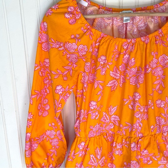 J. Crew Orange and Pink Floral Cotton Dress, 00 - Picture 2 of 6